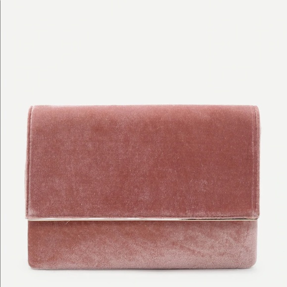 pink velvet clutch